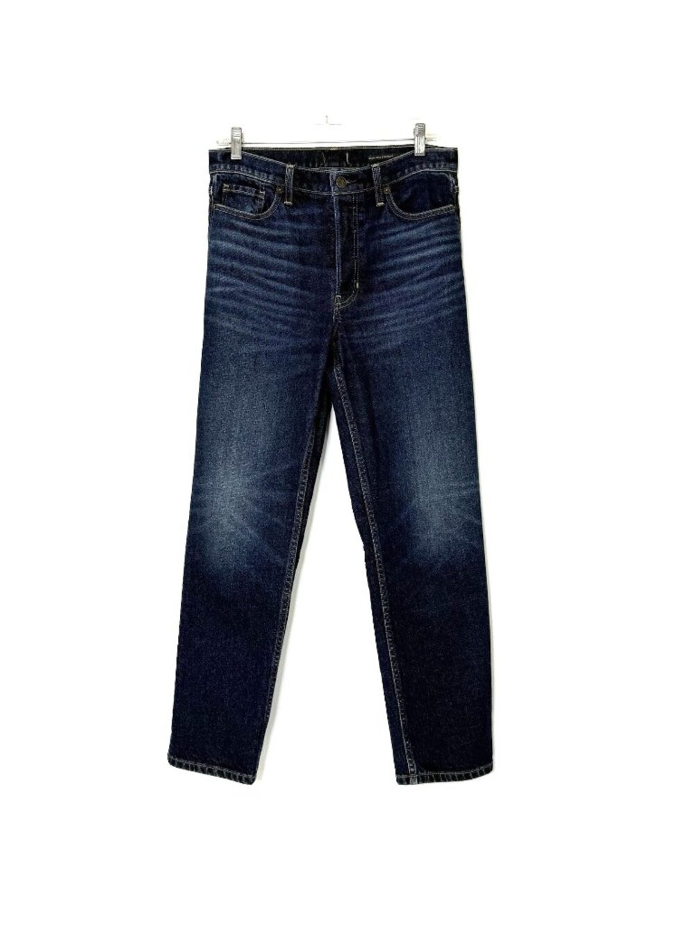 Banana Republic High Rise Straight Leg Button Fly Jeans Womens 8 Dark Blue Wash